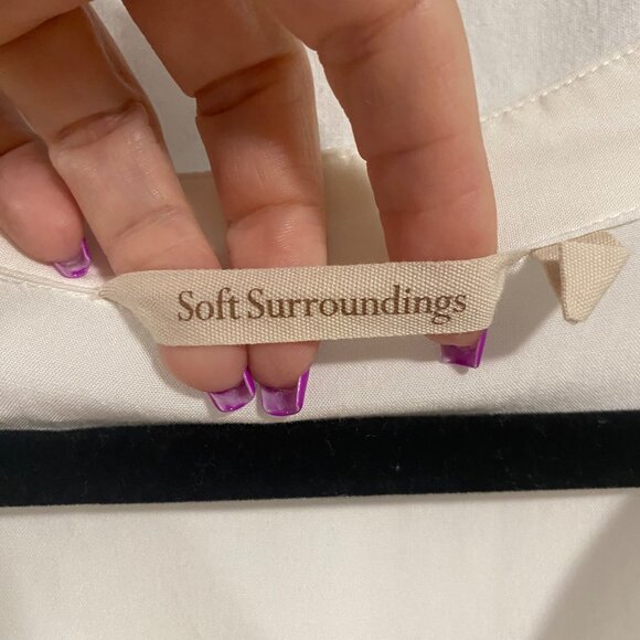 Soft Surroundings Star Embroidered Tunic Roll Tab Sleeves Top Size M - Picture 5 of 10